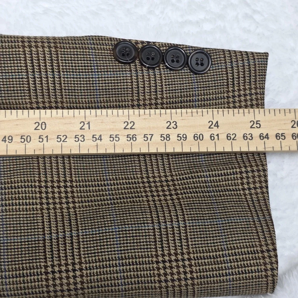 Brooks Brothers Madison 1818 Blazer Yorkshire Tweed Wool Men Sz 42L Glen Plaid